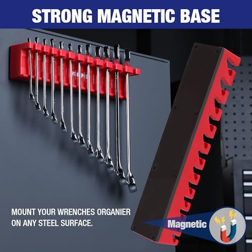 WORKPRO 2-Piece Magnetic Wrench Organizer, 24 Slots Wrench Holder - style: Wall mount wrench organizer(2PC)