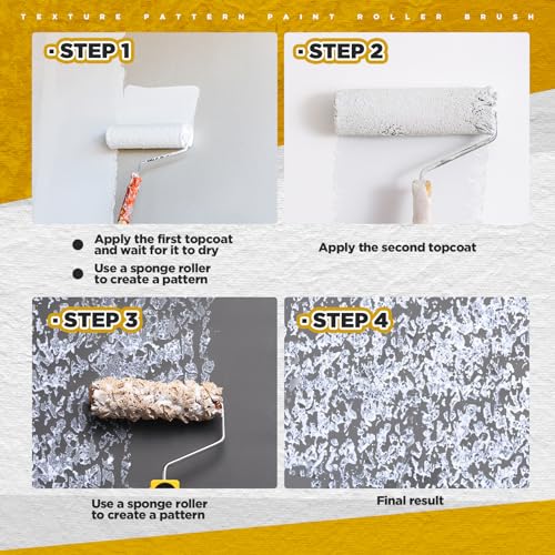 Threlaco 3 Pcs Texture Sponge Paint Rollers with Frame, 6in Roller for Wall