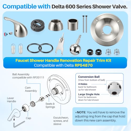 Shower Trim Kit Compatible with Delta RP54870, Lever, Brushed Nickel - color: Brushed Nickel