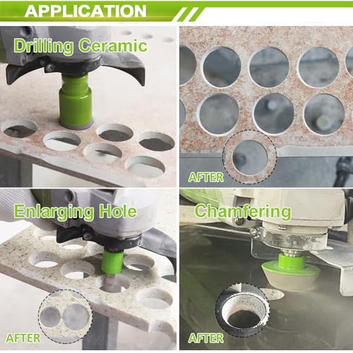 Diamond Core Drill Bits Set - 10pcs Tile Hole Saw Kit 6/8/10/25/35/50/65mm with 2" Diamond Beveling Chamfer Bits for Porcelain Ceramic Tile Granite Marble