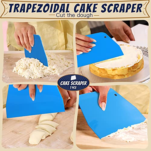 Teenitor Cake Scraper Cake Smoother, 7 Pcs Cake Tools Icing Scraper Cake Scraper Smoother Cake Icing Smoother Tool For Cake Decorating - color: Blue