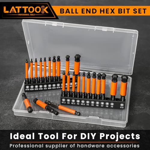 Metric & SAE Ball End Hex Head Allen Wrench Drill Bit Set - style: 24PCS 2.5IN Ball Hex Bits