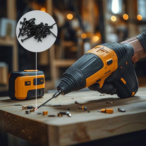 #6 x 1-1/2" Fine Thread Drywall Screw with Phillips Bugle Head, Black Phosphate Coated, Sharp Point, High Strength Quick Self Self Tapping Screw for Drywall Sheetrock, Wood and More, 80Pcs - size: #6 x 1-1/2-Inch