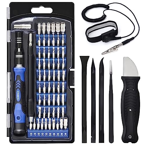 STREBITO 79 in 1 Computer Screwdriver Kit with Anti Static Wrist Strap | 58 Precision Magnetic Bits, Precision Screwdriver Set Electronics Repair Tool Kit for Computer, Laptop, PC, Cell Phone, PS4/5