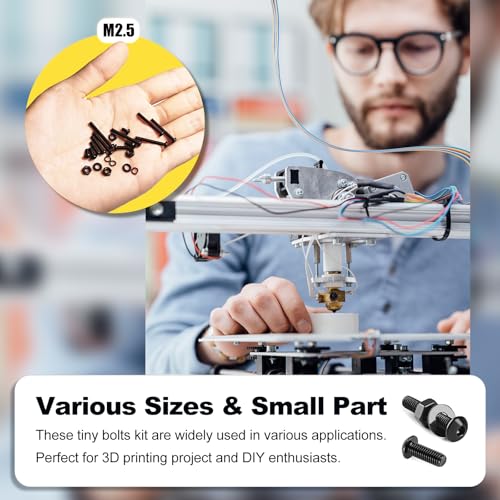 KADRICK 1000PCS M2.5 Screw Kit,Hex Socket Button Head Screw,Length 4MM-20MM - size: M2.5 1000Pcs 4-20mm
