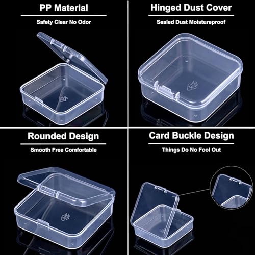 Bead Organizer, 60Pcs Small Clear Plastic Bead Storage Containers with Label, 2 Large Craft Storage Cases with Hinged Lid, Storage Box for Jewelry Making Diamond Art Bracelet Seed Screw Mini Parts - size: 2 Pack - 60 Pcs (2.16" x 2.16" x 0.78")