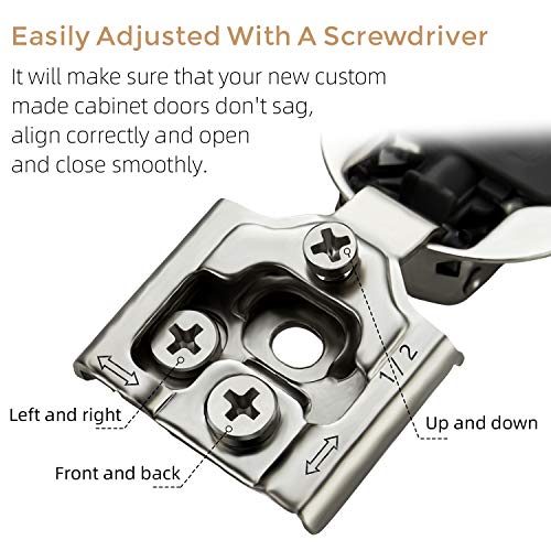 Ravinte 1/2 Inch Overlay Soft Close Hinge Kitchen Cabinet Hinges 60 Pack | 30 Pairs， Stainless Steel, Satin Nickel, Cabinet Hardware, Face Frame Fit, Adjustable For Kitchen, Cupboard, Furniture Doors - size: 1/2 inch Overlay