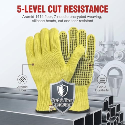 Heat Cut Resistant Gloves,Aramid Leather Oven Gloves with Fingers,Thick Knit Grill Mitts (Silicone Beads, Small) - size: 1pc-Small, style: Silicone Beads