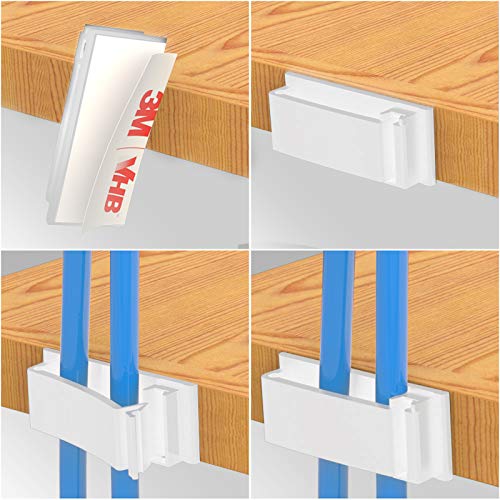 Cable Clips with Strong Self-Adhesive, XIAOXI Multipurpose Wire Clamps for Cable Management and Cable Runs, TV PC Wire Holder Sticky Tidy - White (20pcs) - color: White