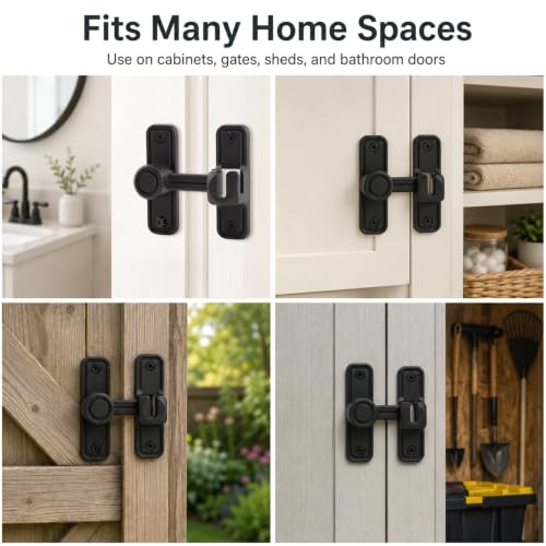 Sliding Barn Door Lock, 90°/180° Swing Slide Lock, Zinc-Alloy