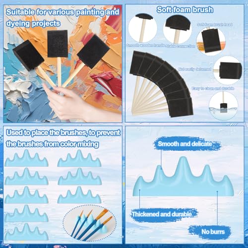 8 Pack Mini Canvas and Easel Set, 8×10 Inch Paint Party Kit Include 8 Small Easels 8 Color Palettes 8 Pen Holders 8 Sponge Brushes 16 Apron and 40 Brushes, Canvas Kit for Painting Party