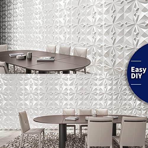 Art3dwallpanels 33 Pack 3D Wall Panels, White PVC | Modern Raised 3D Wall Tiles, Waterproof Fireproof, 33 Sheets Large Pack, Easy DIY Mount for Residential Commercial Wall - color: New White