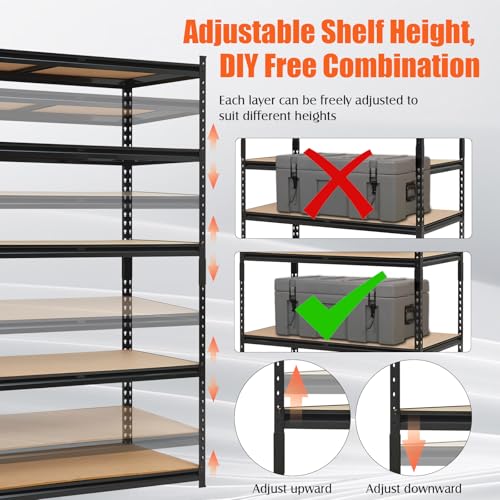 48x18x72 Heavy Duty Garage Storage Shelves,5-Tier Metal Shelving Units - size: 48x18x72
