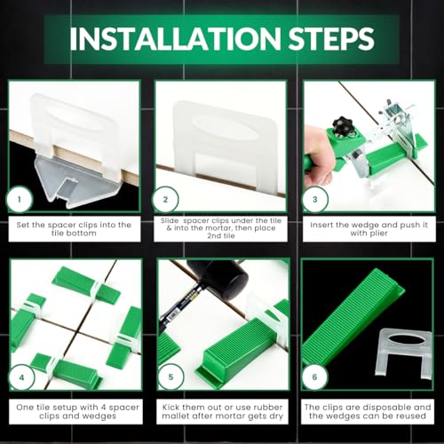 KMS 4000 Tile Spacers 1/8" – Tile Spacer Leveling System for Professional Tile Installation, Consistent Gap Tile Leveling Spacers - color: 4000 Tile Spacers 1/8"