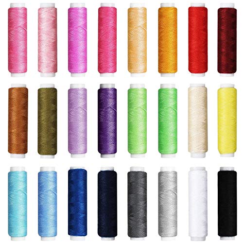 JUNING Sewing Kit with Case, 130 pcs Sewing Supplies for for Mom Grandma Women Men Home Travel and Emergency, Contains 24 Spools Threads, Sewing Needles, Scissors, Thimble, Measuring Tape and More - size: A-24 Threads