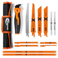 13-Piece Multi-Purpose Hand Saw Set - Manual Reciprocating Saw Handle with 12 Assorted Blades - Portable Jab Saw Kit for Wood, Metal, Drywall, Plastic & Pruning - Includes Storage Pouch