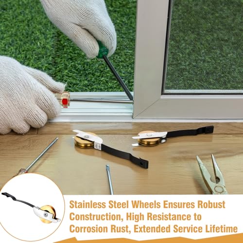 Lounsweer 4 Pcs 1 Inch Steel Screen Door Rollers Replacement, Bent - style: Bent