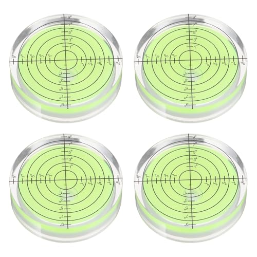 PATIKIL 4pcs Round Bubble Level 40x10mm Mini Circular Bullseye Spirit Levels Measuring Layout Tools for Leveling Camera Tripod Telescope Workshop Turntable Pictures Frame, Green