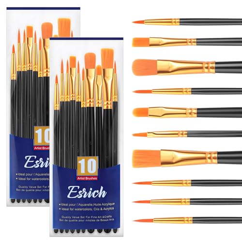 ESRICH 20PCS Paint Brushes, Paint Brush for Acrylic Painting - color: Black, size: 20