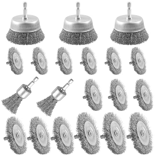 20 PCS Carbon Steel Wire Wheel Cup Brush Set with 1/4" Hex Shank - style: 20pcs(Carbon Steel Wire)