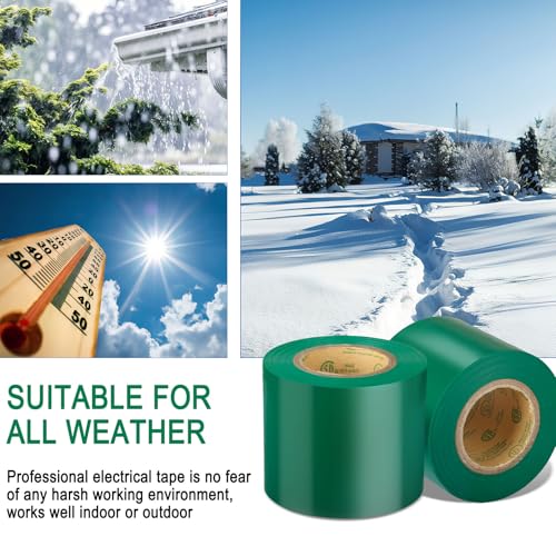 Electrical Tape Green, 2 in X 33FT, UL Approved Industrial Grade Waterproof High Temperature Electrical Tape, Multipurpose Insulating Wire Wrapping (2 Packs) - color: Green