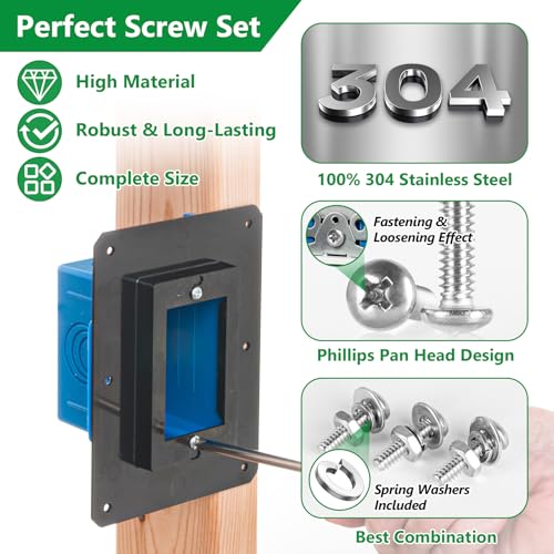 360Pcs Machine Screws #6-32#8-32#10-24 Bolt Nut Washer Kit,304SS | for Electrical Switch Boxes, Wall Socket Outlets & Faceplates, 10 Metric Sizes (M4 x 6mm to 30mm) - size: 360Pcs #6-32#8-32#10-24