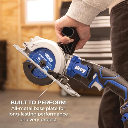 Kreg 20V Ionic Drive 4 1/2" Circular Saw - Powerful Brushless Motor & Built-In Safety Features - LED for Cutline Visibility - Integrated Dust Port Keeps Workspace Clean - Bare Tool - KPTCS450A | Powerful Brushless Motor and Built-In Safety Features, LED f