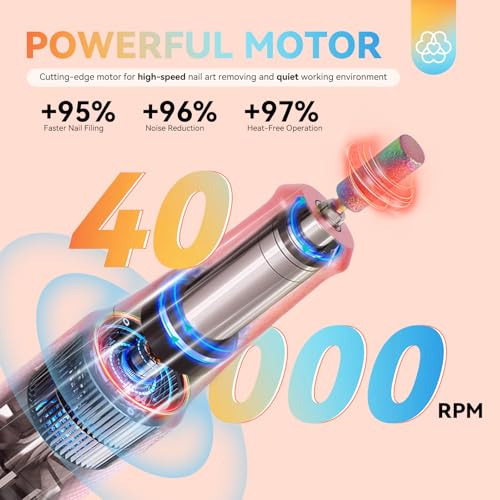 SAVILAND 40000 RPM Low Noise Electric Nail Drill for Acrylic Gel Polish - color: Orange&blue
