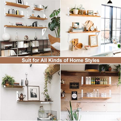 SOGAL White Shelf Brackets 6 Inch, Heavy Duty Wall Mount 4 Pack - size: 6x6inch-white
