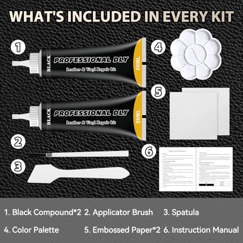 Black Leather Repair Kit for Furniture, Leather Couch Repair Kit