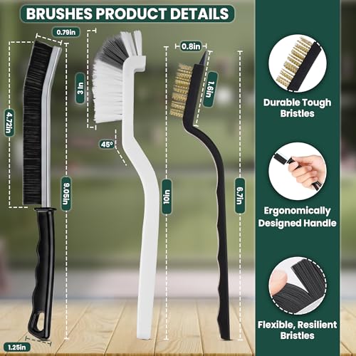 8 Pcs Crevice Cleaning Brush Set – Hard Bristle Cleaning Tools for Grout, Gaps & Narrow Spaces – Multi-Purpose Grout Brush, for Cleaning Bathroom, Shower, Window Tracks, Kitchen - color: Black, White, Red, Yellow