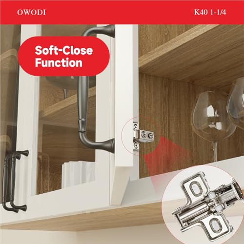 6 Pack 1-1/4 Inch Soft Close Cabinet Hinges – 40mm Cup Diameter, 95° Opening, 3-Way Self-Closing, Concealed Hinges for Face Frame Doors, Special Design, Includes Screws