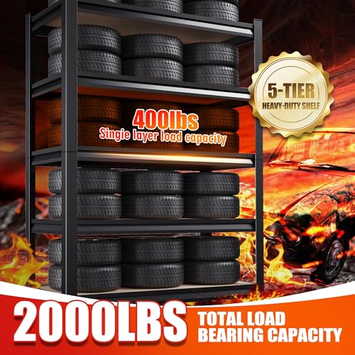 71"H Garage Shelving-5 Tier Garage Storage Shelves,Adjustable Heavy Duty Metal Shelving Unit and Storage Large Rack,Utility Steel Shelf For Warehouse Industrial Pantry Basement Organizers 71"x32"x14" - size: MDF/32"Wx14"Dx71"H