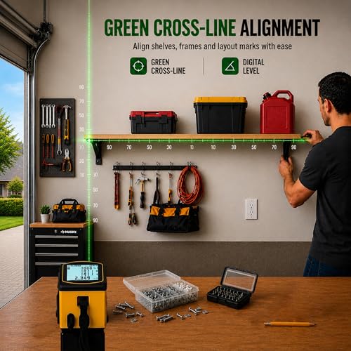 4-in-1 Digital Green Laser Tape Measure, 16FT Auto-Lock Tape, 328FT Laser