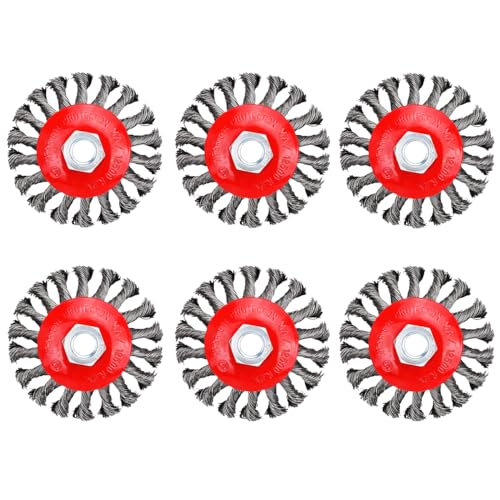 4 Inch Knotted Wire Wheel Brush for 4-1/2” Angle Grinders (6 Pack) - style: 6 PACK 4" Wheel Brush