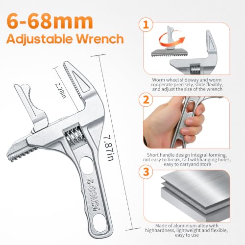5PCS Plumbing Tools Set & Basin Wrench for Kitchen/Toilet tight spaces | Under Sink Wrench Faucet Tool with 80pcs Water Hose Gasket Washers