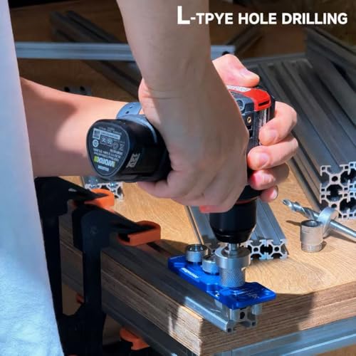 Upgrade Aluminum Profile Drill Guide Access Hole Drill Jig Step Drills - color: Blue