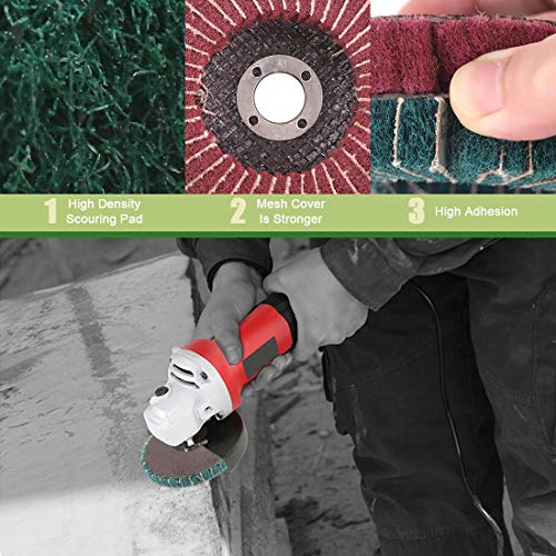 Keadic 8PCS 4 Inch Red & Green Nylon Fiber Flap Discs Set, 120 180 240 320 Grit Assorted Sanding Grinding Buffing Wheels for Angle Grinder