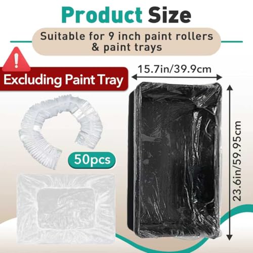50 Pcs Paint Tray Liners Disposable - 9 Inch Paint Roller Tray Liner - size: 9 Inch