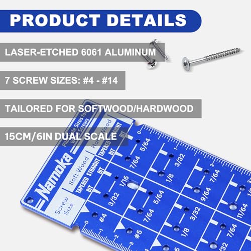 Screw Size Chart & Drill Bit Gauge, Laser-Etched 6061 Aluminum