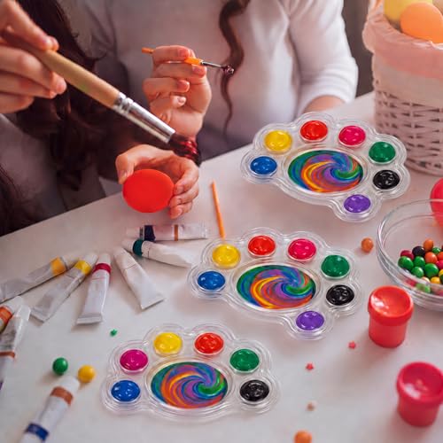 100 Pcs Large Clear Footprint Paint Tray Palette Disposable Watercolor Palette Acrylic Pallet Color Mixing Tray for Painting Party Oil Watercolor Craft Supplies DIY Art Painting - style: Footprint