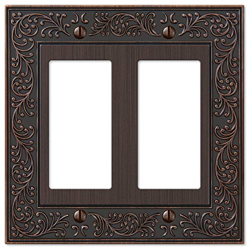Amerelle 43RRVB English Garden Wallplate, 2 Rocker, Cast Metal, Aged Bronze, 1-Pack - color: Aged Bronze, size: 2 Rocker
