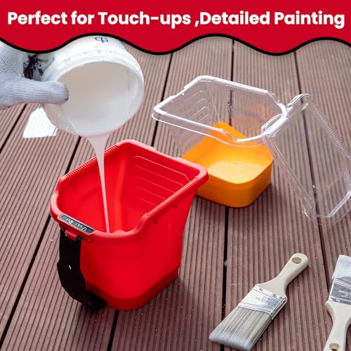 Mister Rui Paint Brushes Paint Cup with Hand Held Paint Bucket Liner & Lid - size: 1PCS, 2" Short, Red Paint Cup