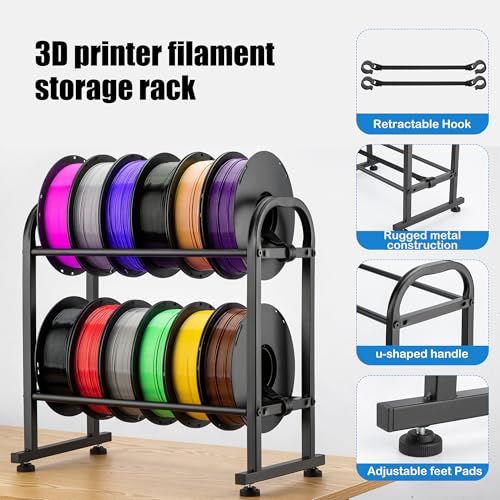 facka 3D Printer Filament Storage Rack,2-Tier Metal Filament Spool Holder