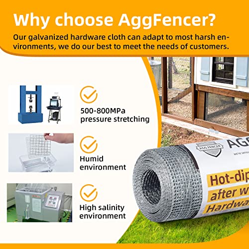 AggFencer 36in x 10ft Hardware Cloth 1/8 inch 27Ga Chicken Coop Wire Fence - size: 36in x 10ft