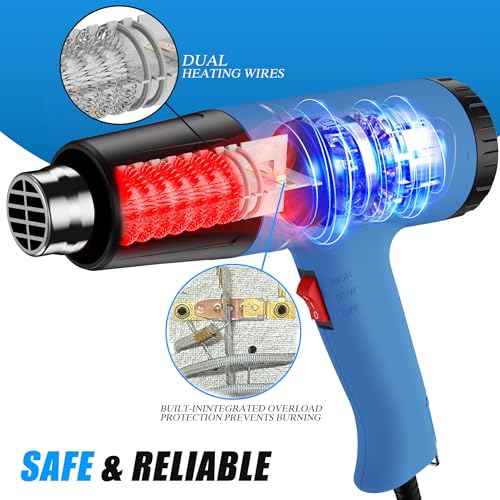 Heat gun,Fast Heat,2 Temp Settings,Overheat Protection with 4 Nozzle - color: Fl-i5ao-9z2d