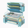 Simple Trending 7 Tier Desk File Organizer, Letter Tray Paper Organizer with Pen Holder and Metal Hanging Basket, Blue - color: Pen Holder Blue