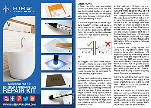 HIMG Bathtub & Shower Pan Repair Kit, Compatible with Kohler White - color: Kohler White