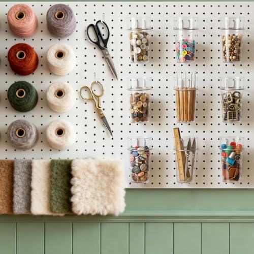 Pegboard Cups With Loops, 9 Pack Clear Peg Board Pencil Holder Organizer - color: Clear