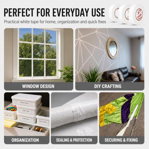 SWRT White Electrical Tape, 6 Pack, 0.7 in x 66 FT, Vinyl Tape - color: White